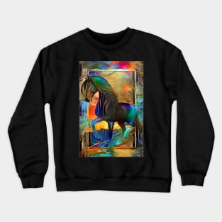 "Bad boy" black thoroughbred horse. Friesian Stallion, Fresian Crewneck Sweatshirt